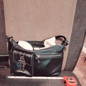 Perlina Black Leather Handbag